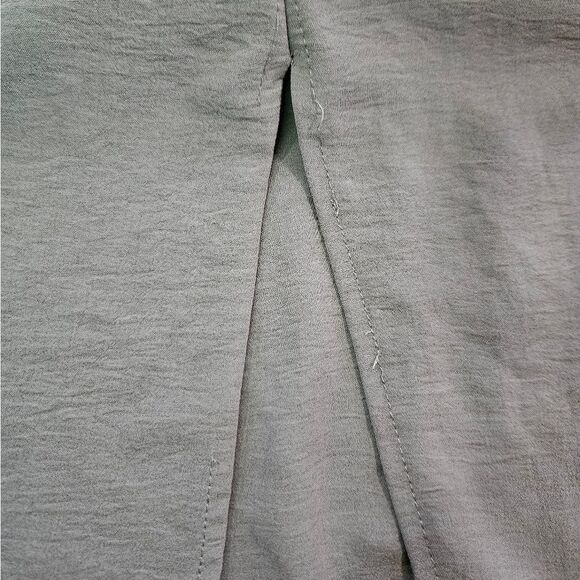 ZARA Fluid Knot Sage Green 3/4 Sleeve Draped Pleated Front Slit Midi Dress M - Picture 13 of 13